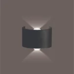 2 Way Curve Wall Light: Modern black architectural exterior LED fixture with IP65 waterproof rating for luxury elevation design in India.