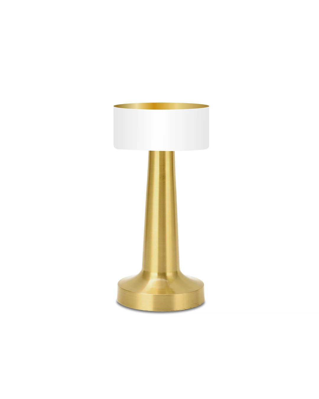 Helios Touch Lighting Lamp: Modern gold cordless table lamp with smart touch dimming and wellness-focused LED warm glow for luxury Indian bedrooms.