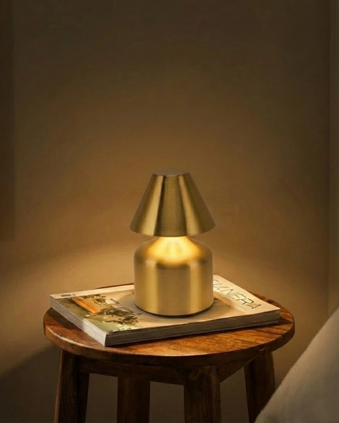 Modo-Gold-Touch-Sensor-Lamp-India-2026 Modo Touch Sensor Lamp: Luxury gold mushroom-inspired cordless table lamp for modern Indian home decor.