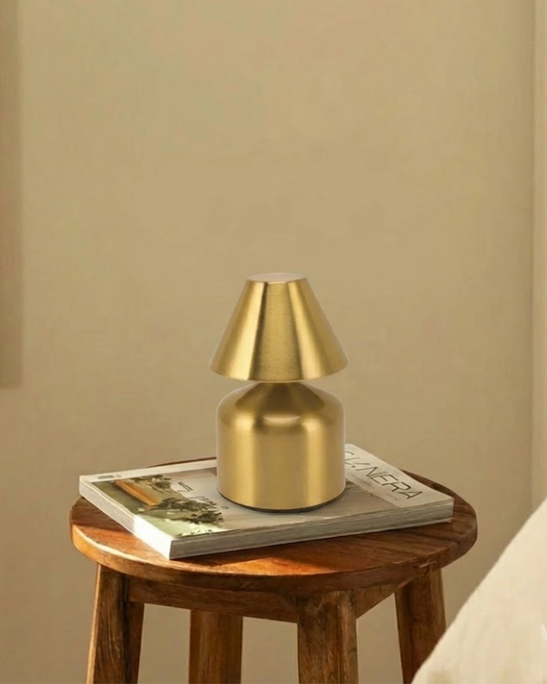 Modo-Gold-Touch-Sensor-Lamp-India-2026 Modo Touch Sensor Lamp: Luxury gold mushroom-inspired cordless table lamp for modern Indian home decor.