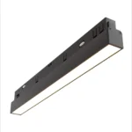Linear LED Track Profile: Modern black magnetic track diffuser for seamless ambient lighting in luxury Indian home interiors.